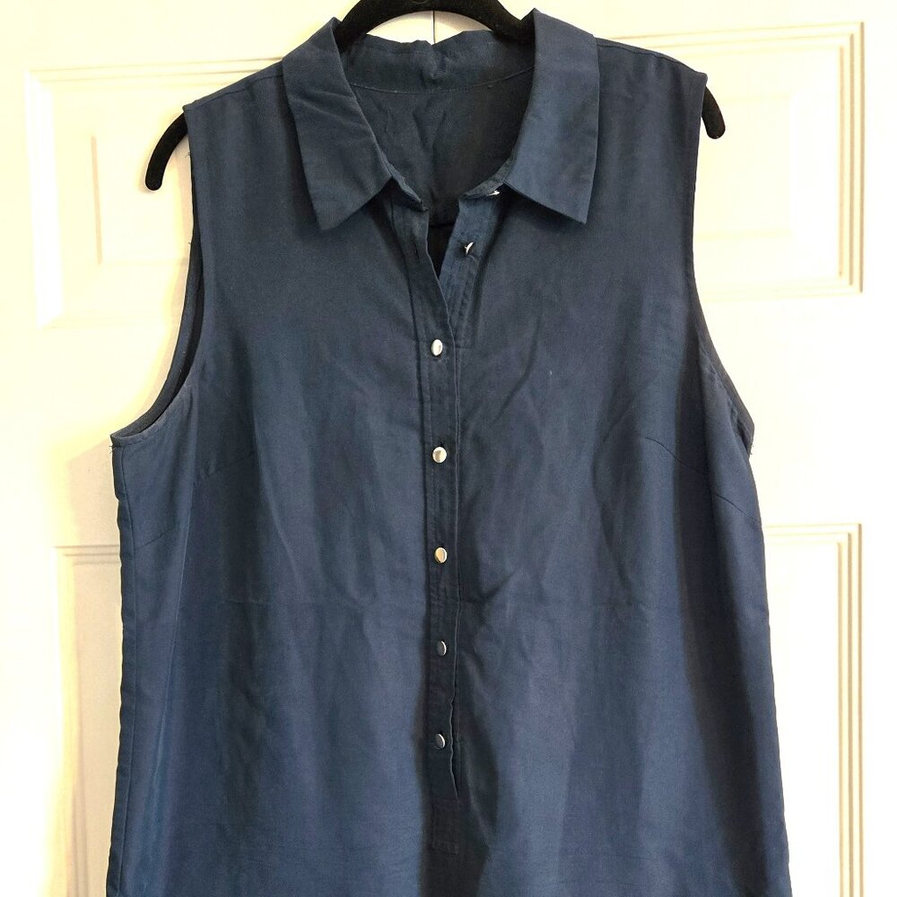 Sleeveless Navy Blue Dress